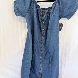 Denim Button-Down Dress